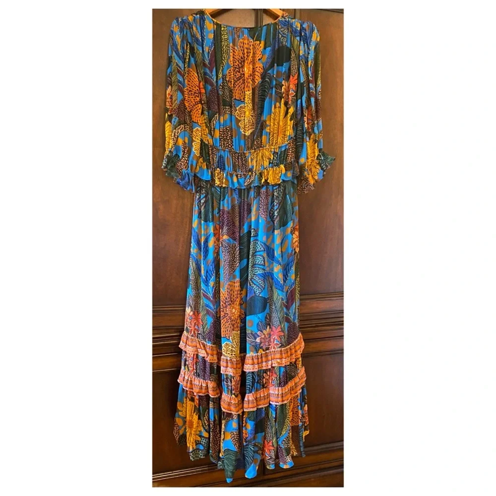 FARM Rio Blue and Orange Floral Maxi Dress - Picture 14 of 14